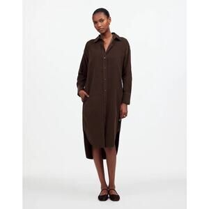 Madewell Corduroy Long-Sleeve Midi Shirtdress in "Dark Carob" Brown Size XXL